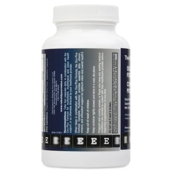 Side of the Complete Multivitamin bottle showing the directions and warnings