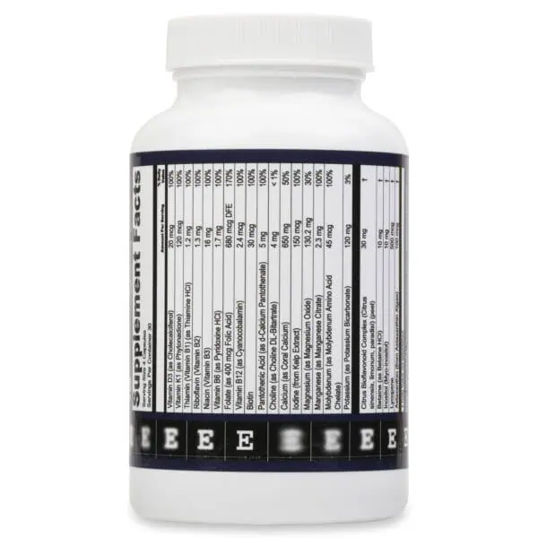 Back of the Complete Multivitamin bottle showing the Supplement Facts panel