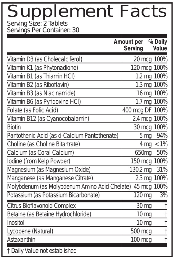 Ocu-Plus Complete Multivitamin Label