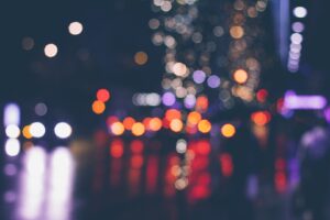 Blurry vision of nighttime traffic