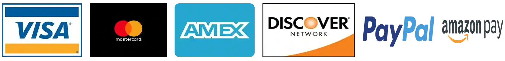 Accepted payment methods: Visa, Mastercard, American Express, Discover, PayPal, Amazon Pay